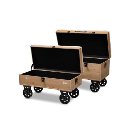 Finlay Transitional Upholstered 2-Piece Wheeled Storage Ottoman Set – Baxton Studio