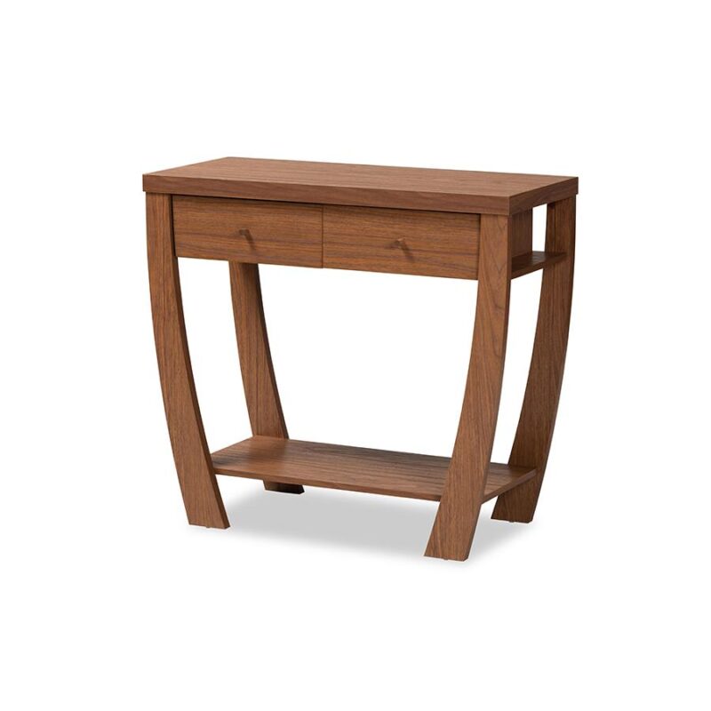 Baxton Studio Capote Modern and Contemporary Walnut Brown Finished Wood 2-Drawer Console Table