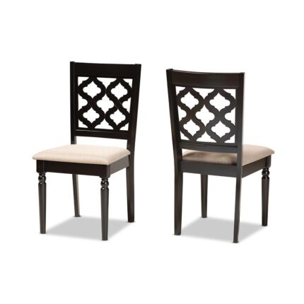 Baxton Studio Ramiro Modern and Contemporary Sand Fabric Upholstered and Dark Brown Finished Wood 2-Piece Dining Chair Set – Wholesale Interiors