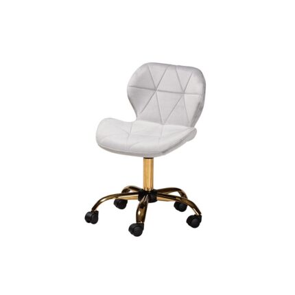 Baxton Studio Savara Contemporary Glam and Luxe Grey Velvet Fabric and Gold Metal Swivel Office Chair