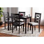 Baxton Studio Lanier Modern and Contemporary Gray Fabric Upholstered Espresso Brown Finished Wood 5-Piece Dining Set – Baxton Studio