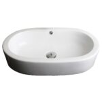 25.25-in. W Semi-Recessed White Bathroom Vessel Sink Set For Wall Mount Drilling (AI-14893) – American Imaginations