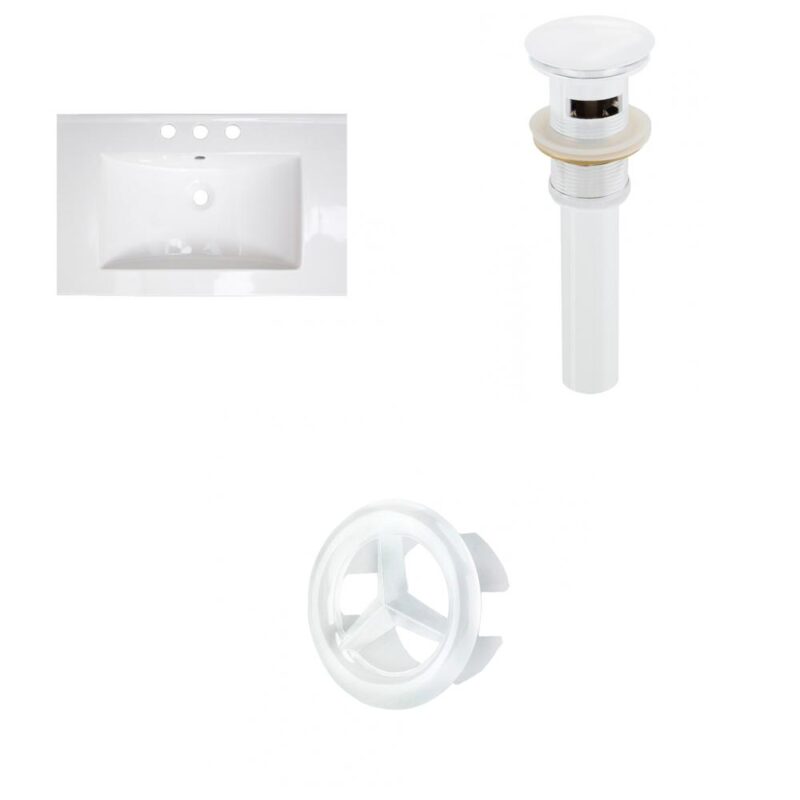 American Imaginations 24.25-in. W 3H8-in. Ceramic Top Set In White Color - Overflow Drain Incl.