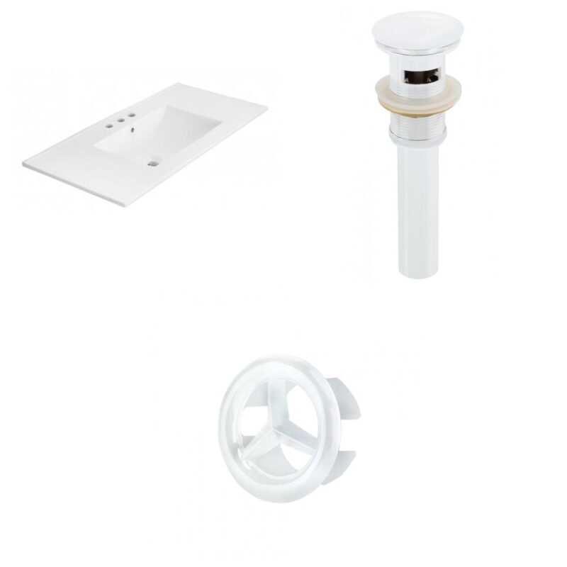 American Imaginations 35.5-in. W 3H4-in. Ceramic Top Set In White Color - Overflow Drain Incl.