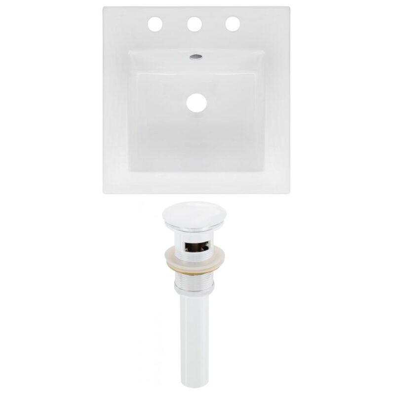 American Imaginations 16.5-in. W 3H8-in. Ceramic Top Set In White Color - Overflow Drain Incl.