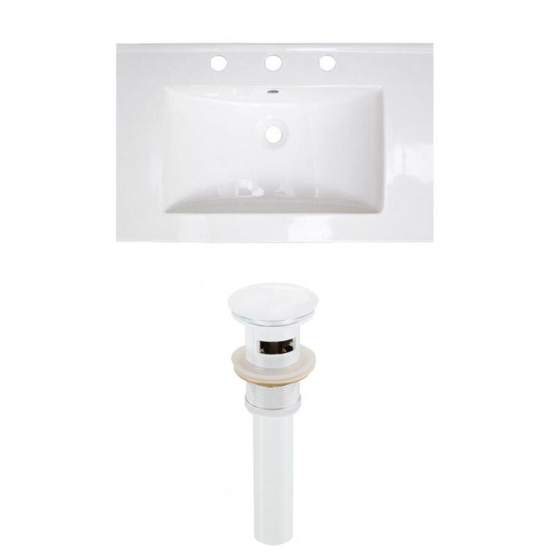 American Imaginations 24-in. W 3H8-in. Ceramic Top Set In White Color - Overflow Drain Incl.