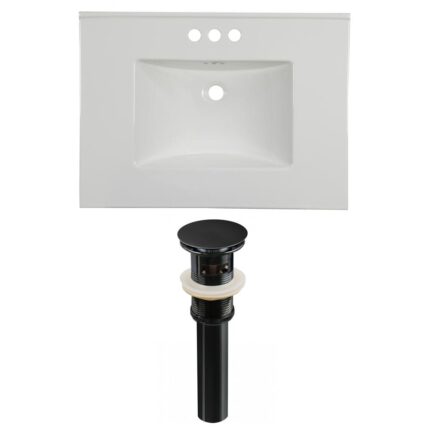 American Imaginations 30.75-in. W 3H4-in. Ceramic Top Set In White Color - Overflow Drain Incl.