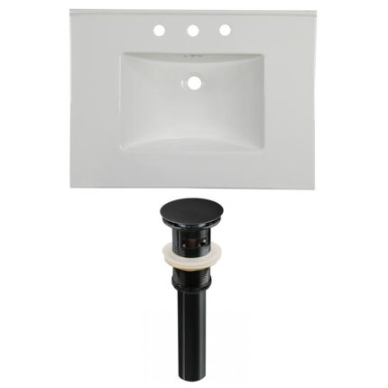 American Imaginations 30.75-in. W 3H8-in. Ceramic Top Set In White Color - Overflow Drain Incl.