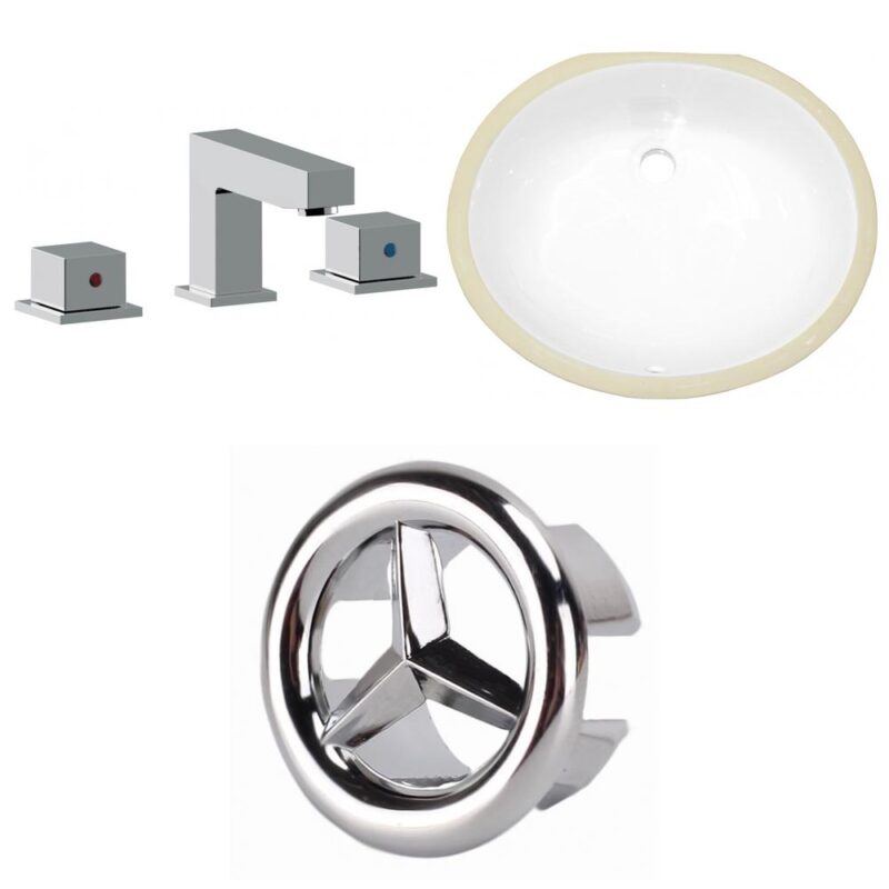 18.25-in. W CSA Oval Bathroom Undermount Sink Set In White - Chrome Hardware_AI-26941