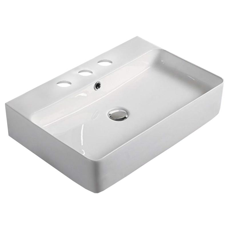 American Imaginations 23.8-in. W Above Counter White Vessel For 3H8-in. Center Drilling
