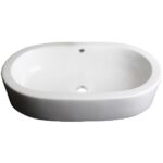 25.25-in. W Semi-Recessed White Bathroom Vessel Sink Set For Deck Mount Drilling_AI-30107 – American Imaginations