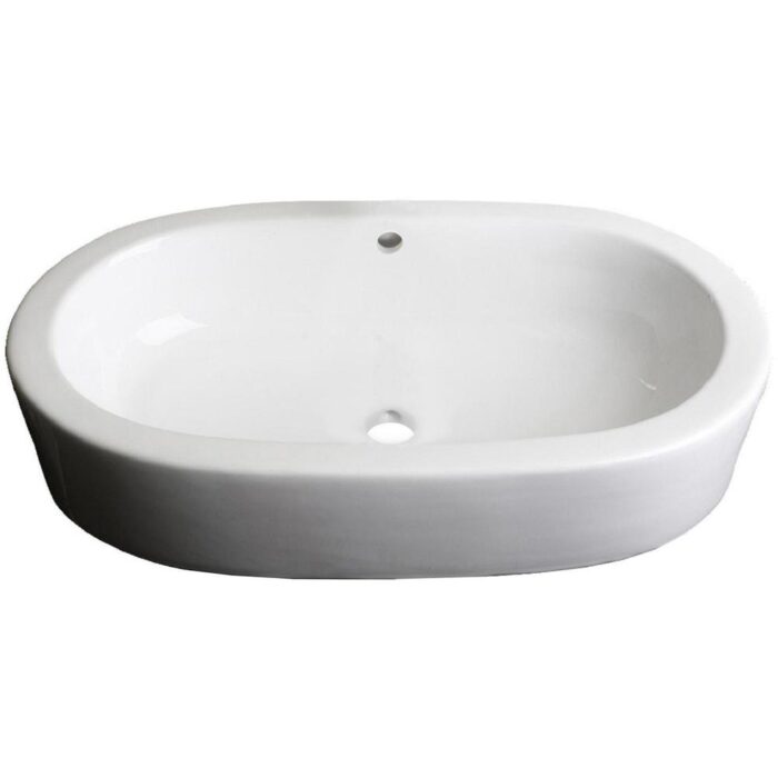 25.25-in. W Semi-Recessed White Bathroom Vessel Sink Set For Deck Mount Drilling (AI-30970) – American Imaginations