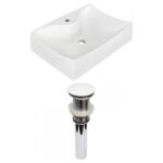 21.5-in. W Above Counter White Bathroom Vessel Sink Set For 1 Hole Center Faucet (AI-31251)
