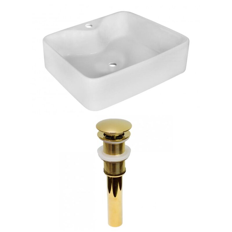 American Imaginations 18.75-in. W Above Counter White Vessel Set For 1 Hole Center Faucet