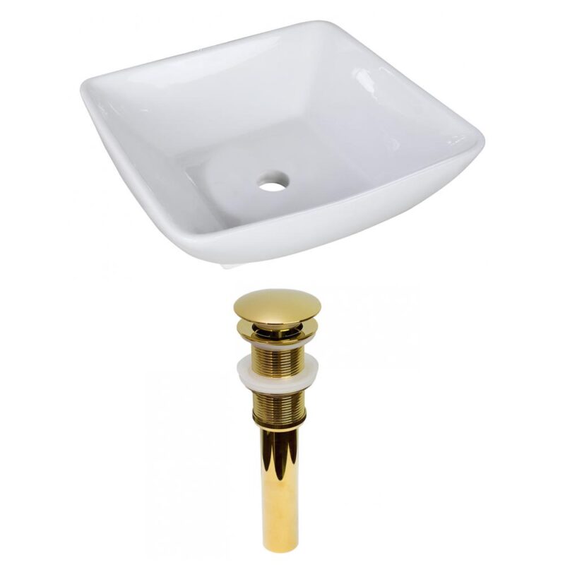 16.5-in. W Above Counter White Bathroom Vessel Sink Set For Wall Mount Drilling (AI-31493)