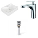21.5-in. W Wall Mount White Bathroom Vessel Sink Set For 1 Hole Wall Mount Faucet_AI-34176