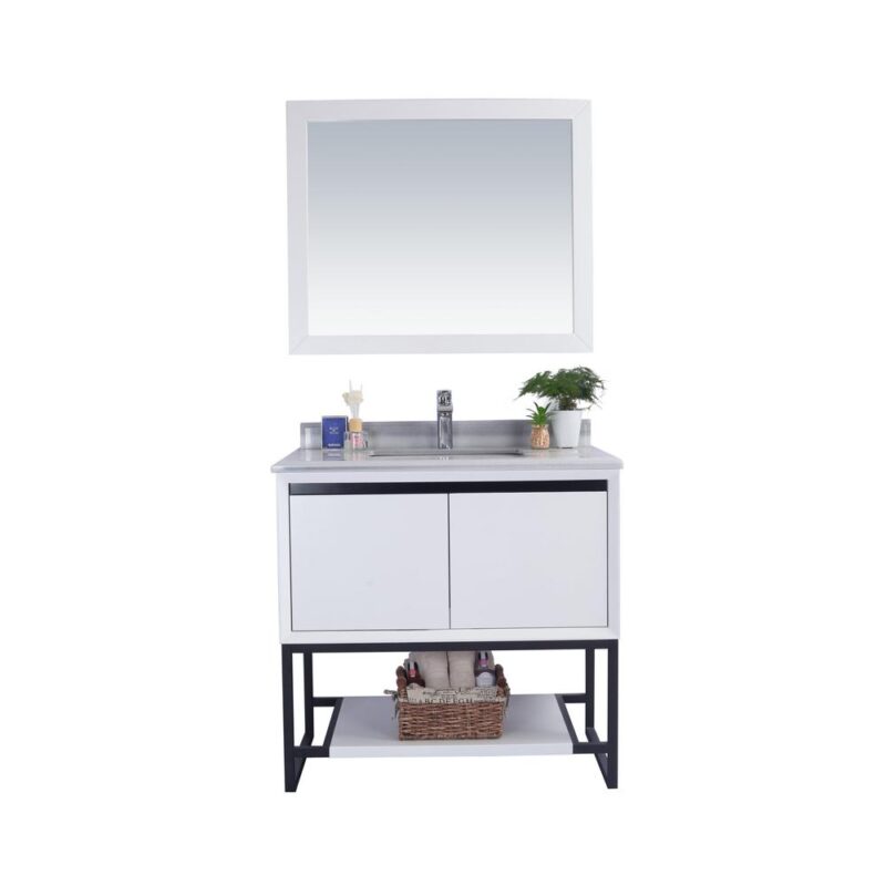 Alto 36 - White Cabinet + White Stripes Marble Countertop