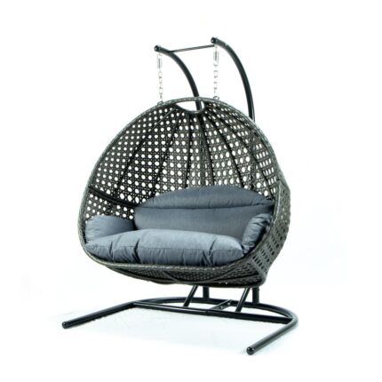 LeisureMod Wicker Hanging Double Egg Swing Chair  ESCU57CBU