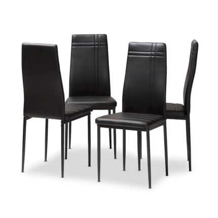 Matiese Modern and Contemporary Black Faux Leather Upholstered Dining Chair (Set of 4)