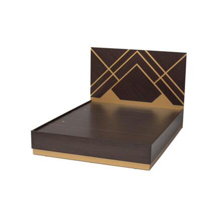 Baxton Studio Arcelia Contemporary Glam and Luxe Two-Tone Dark Brown and Gold Finished Wood Queen Size Platform Bed – Baxton Studio