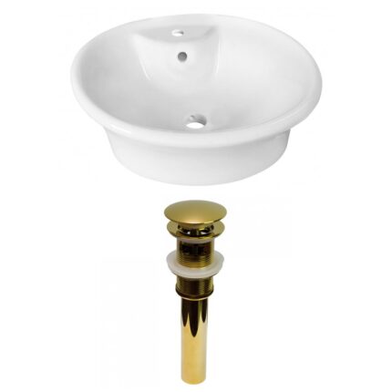 American Imaginations 19-in. W Above Counter White Vessel Set For 1 Hole Center Faucet