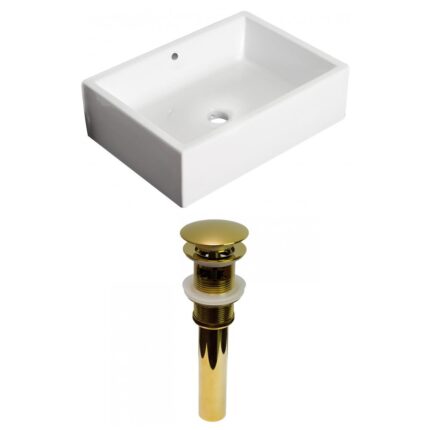 20-in. W Above Counter White Bathroom Vessel Sink Set For Wall Mount Drilling (AI-31463)