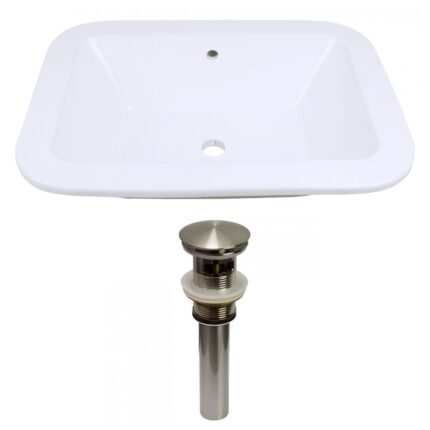 21.75-in. W Undermount White Bathroom Vessel Sink Set For Deck Mount Drilling (AI-31564)
