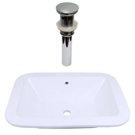 21.75-in. W Undermount White Bathroom Vessel Sink Set For Wall Mount Drilling (AI-31567)
