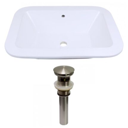 21.75-in. W Undermount White Bathroom Vessel Sink Set For Wall Mount Drilling (AI-31570)