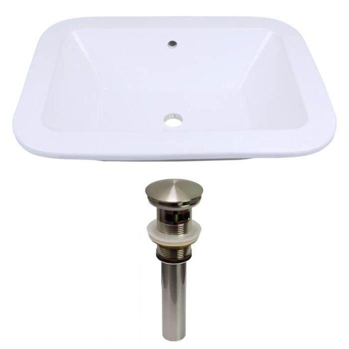 21.75-in. W Undermount White Bathroom Vessel Sink Set For Wall Mount Drilling (AI-31570)