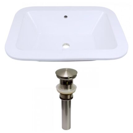 21.75-in. W Drop In White Bathroom Vessel Sink Set For Deck Mount Drilling (AI-31576)