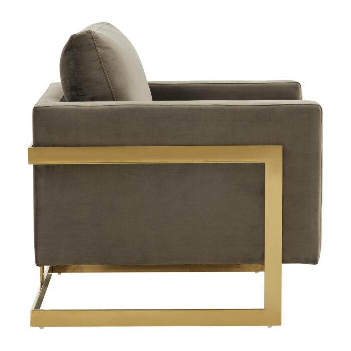 LeisureMod Lincoln Velvet Accent Armchair With Gold Frame LA31DGR – LeisureMod