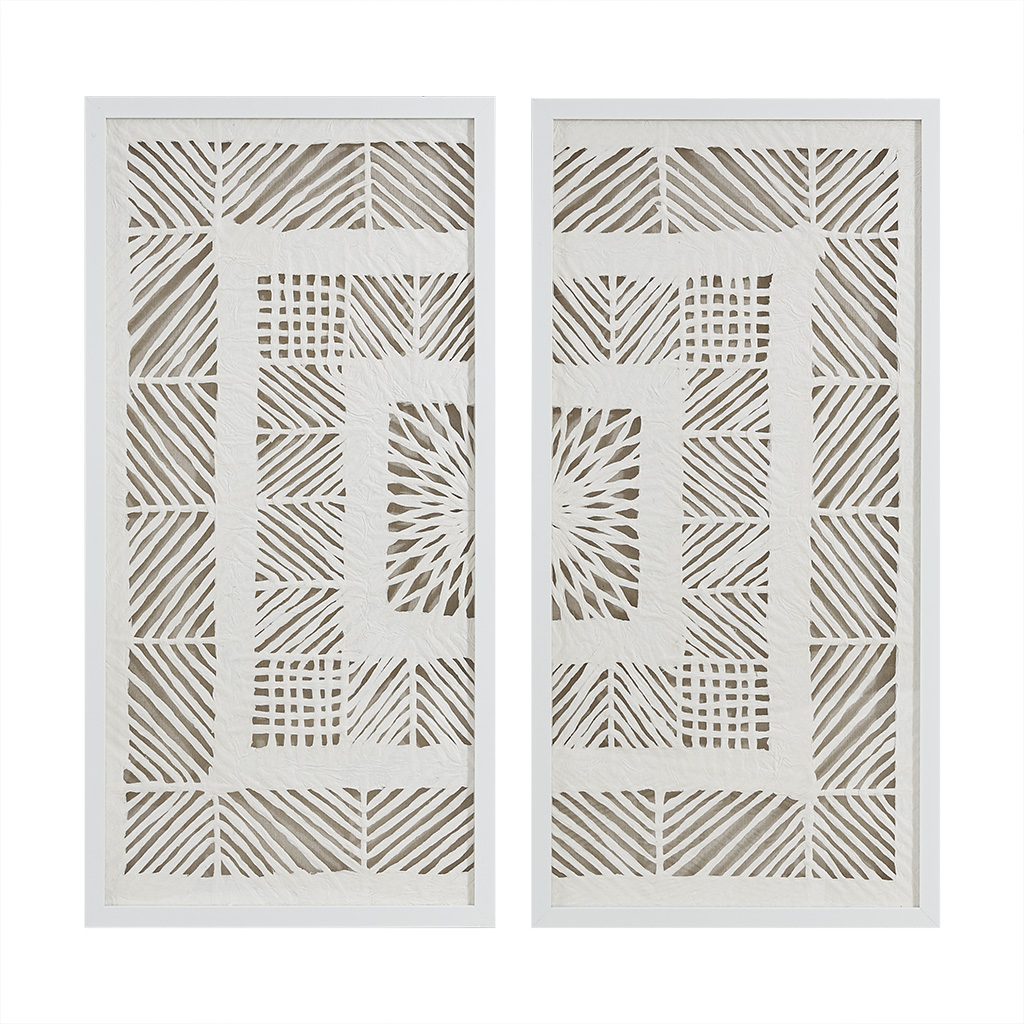 Tala Framed Geometric Rice Paper Panel 2-piece Shadowbox Wall Decor Set