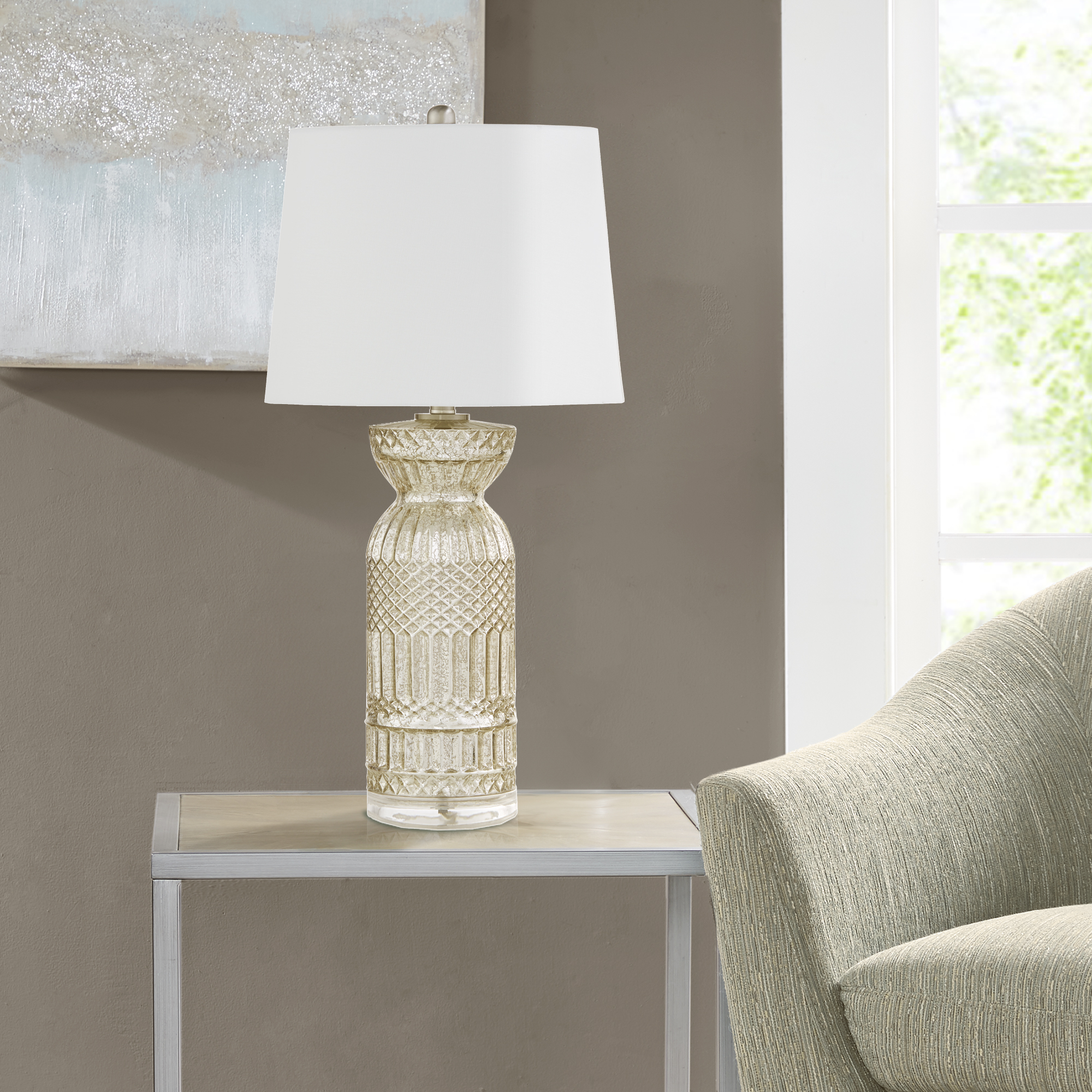 Luxuria Textured Glass and Acrylic Base Table Lamp