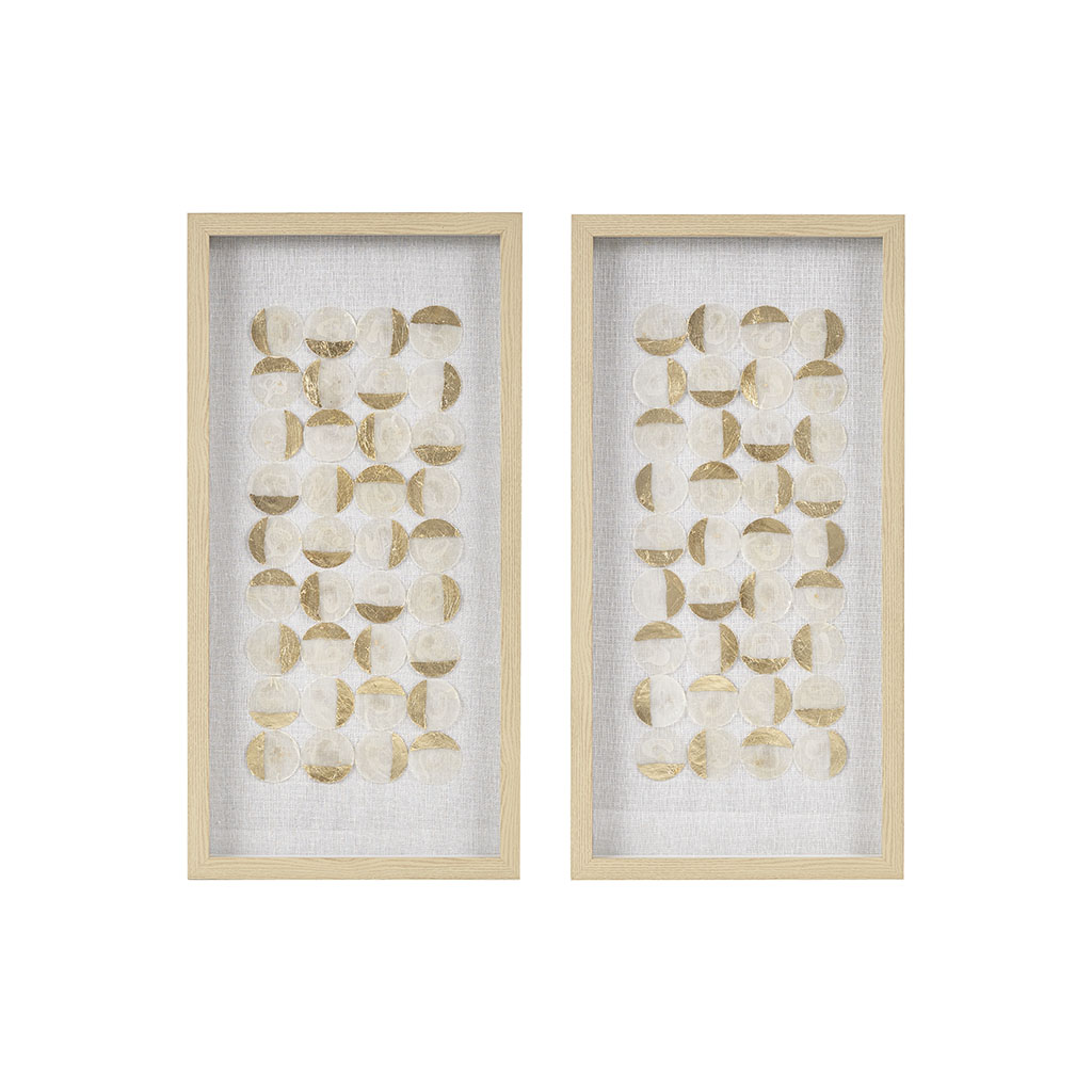 Aurelian Emblem Natural Capiz with Gold Foil 2-piece Shadowbox Wall Decor Set