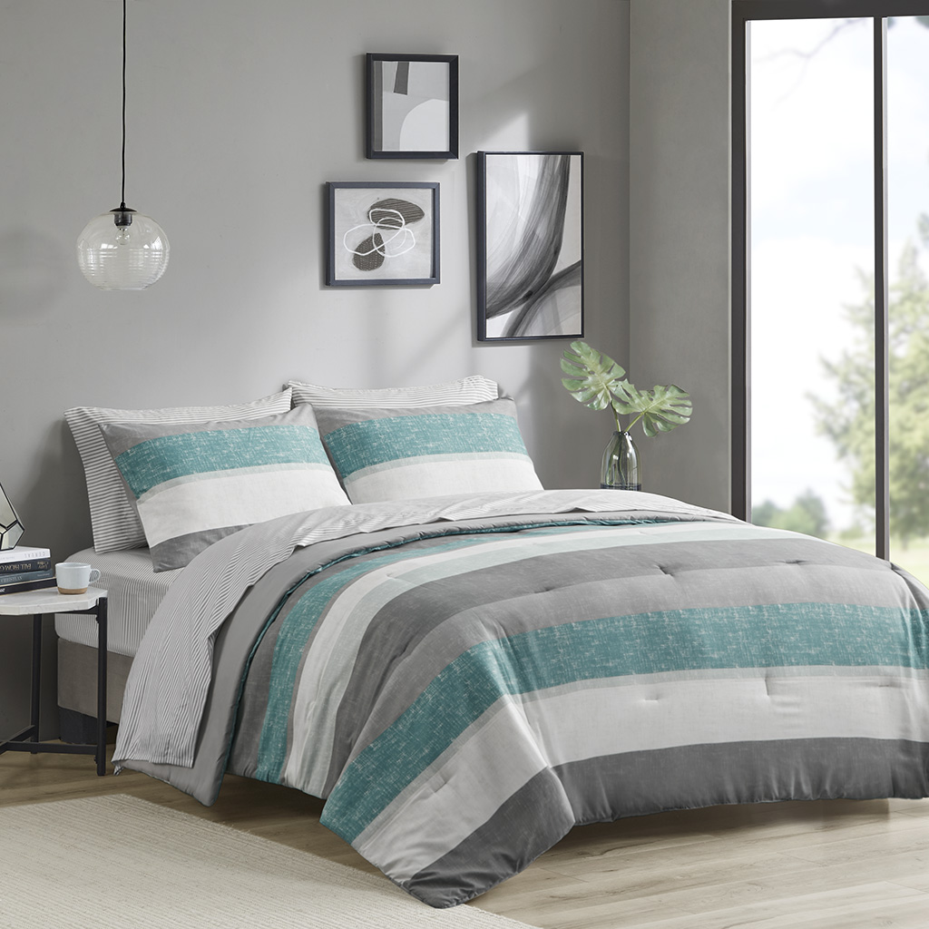 Jaxon Stripe Comforter Set with Bed Sheets