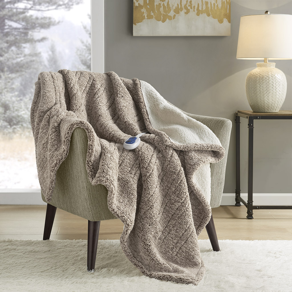 Marbled Sherpa Heated Throw