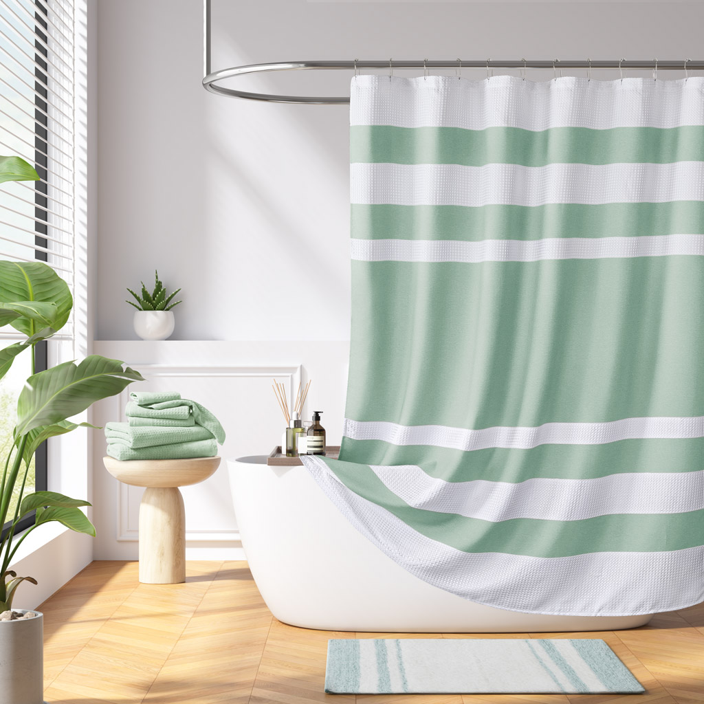 Spa Waffle Shower Curtain with 3M Treatment