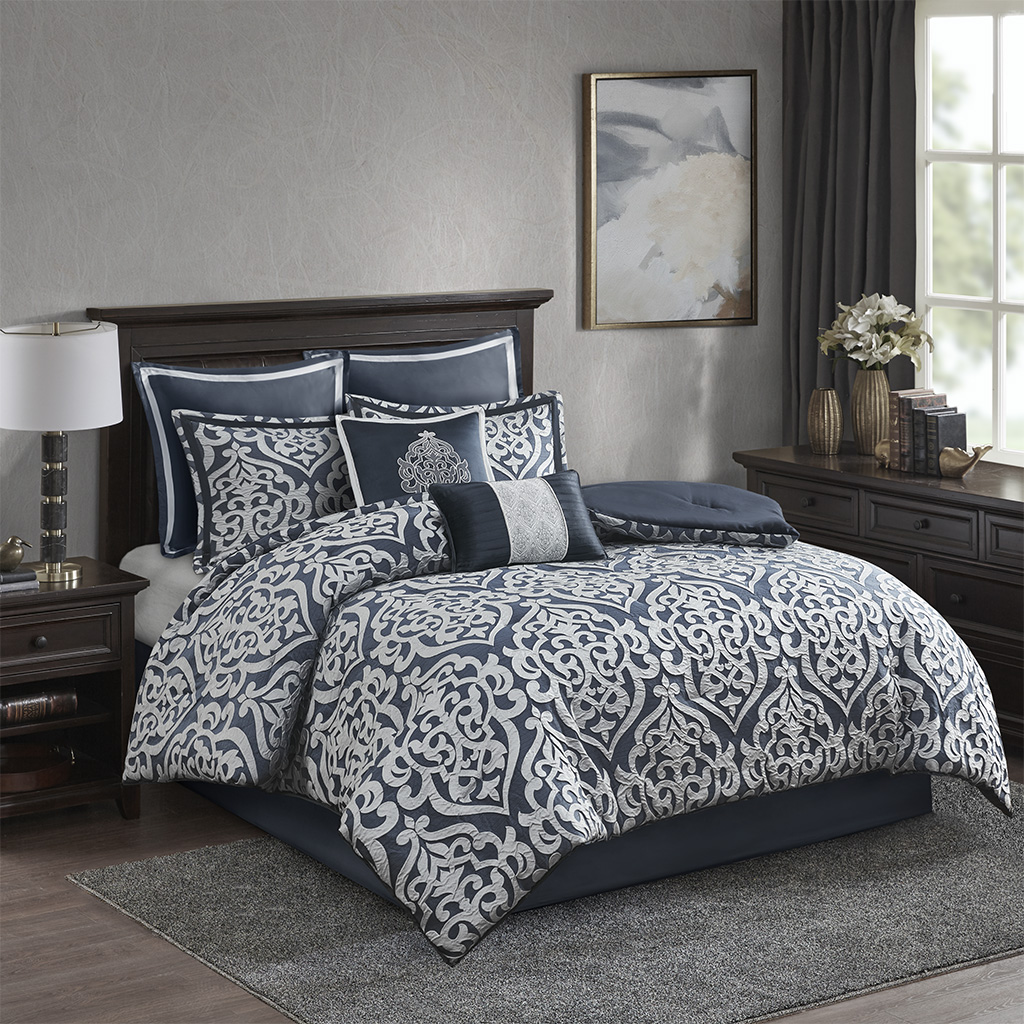 Odette 8 Piece Jacquard Comforter Set