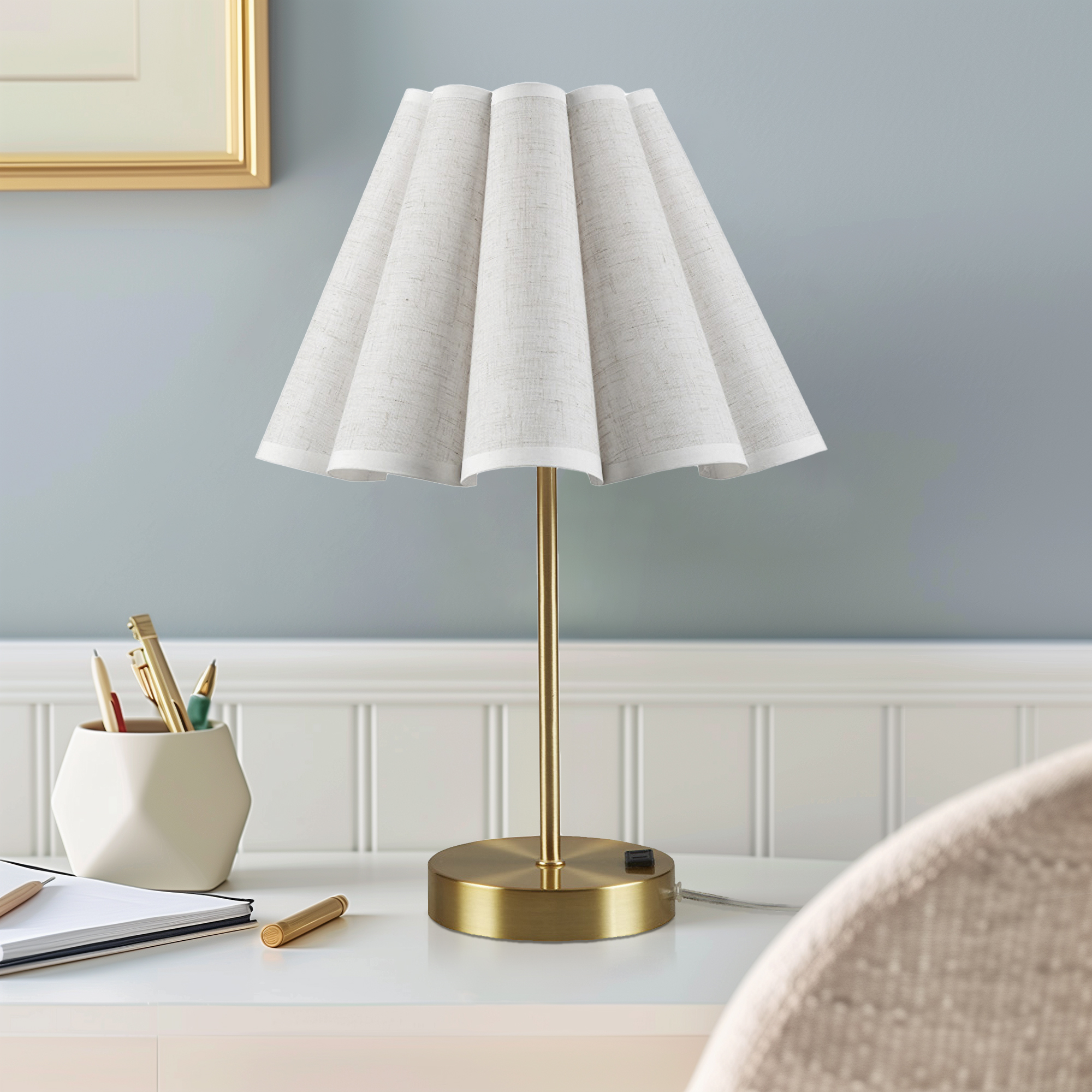 Chique Tap-Control and Dimmable Accent Table Lamp with Power Outlet