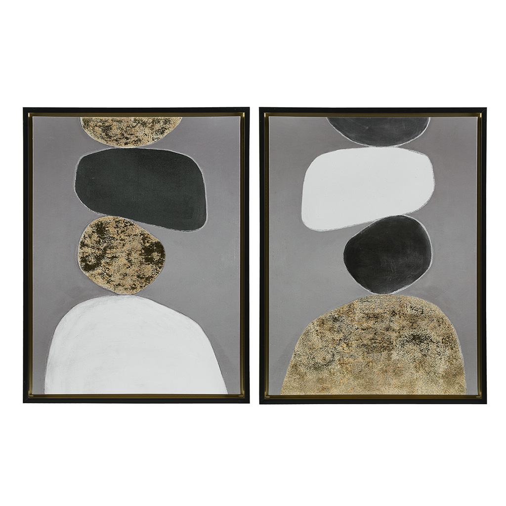 Neutral Stones Figural 2-piece Framed Canvas Wall Art Set