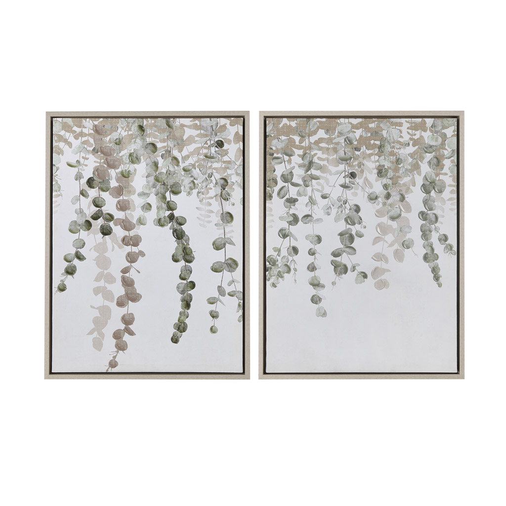 Botanical Waterfall Eucalyptus 2-piece Framed Canvas Wall Decor Set