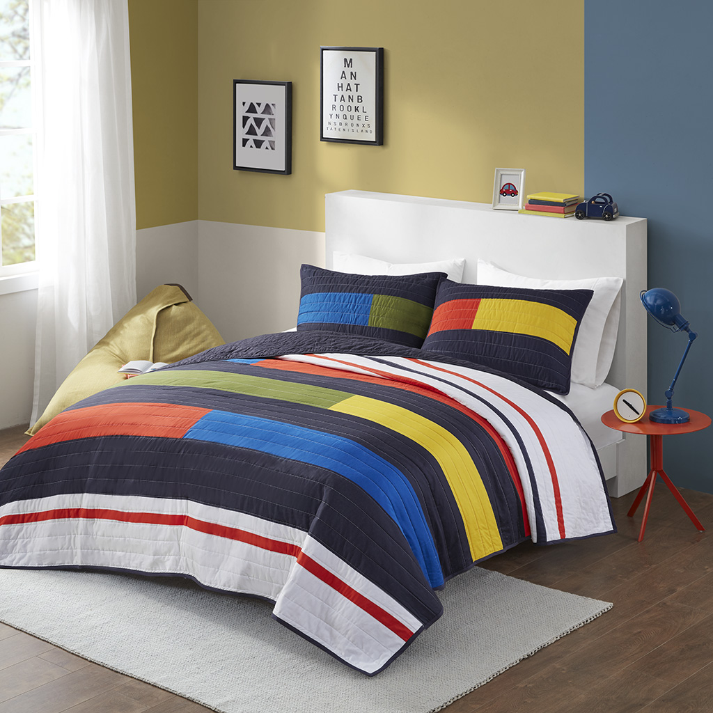 Morris Stripe Printed Quilt Set