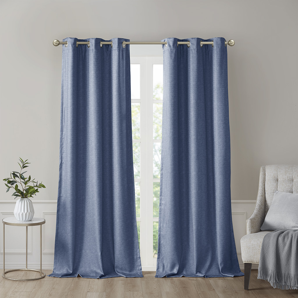 Como Tonal Printed Faux Silk Room Darkening Curtain Panel Pair