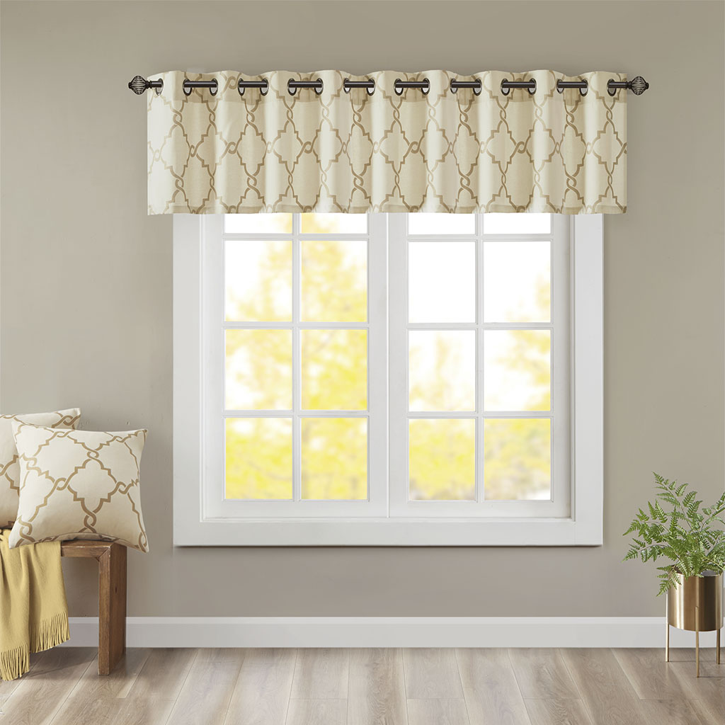 Saratoga Fretwork Print Grommet Top Window Valance