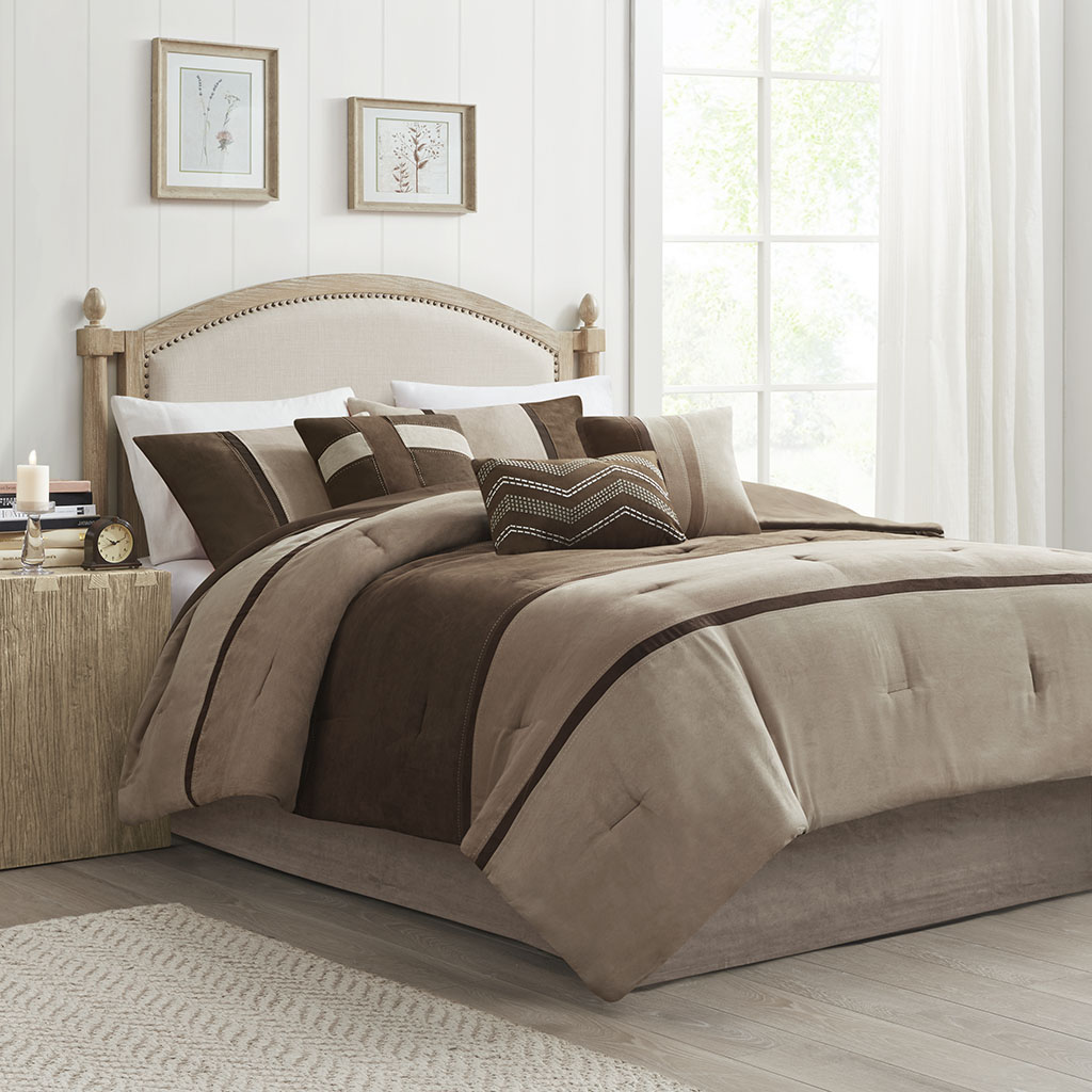 Palisades 7 Piece Faux Suede Comforter Set