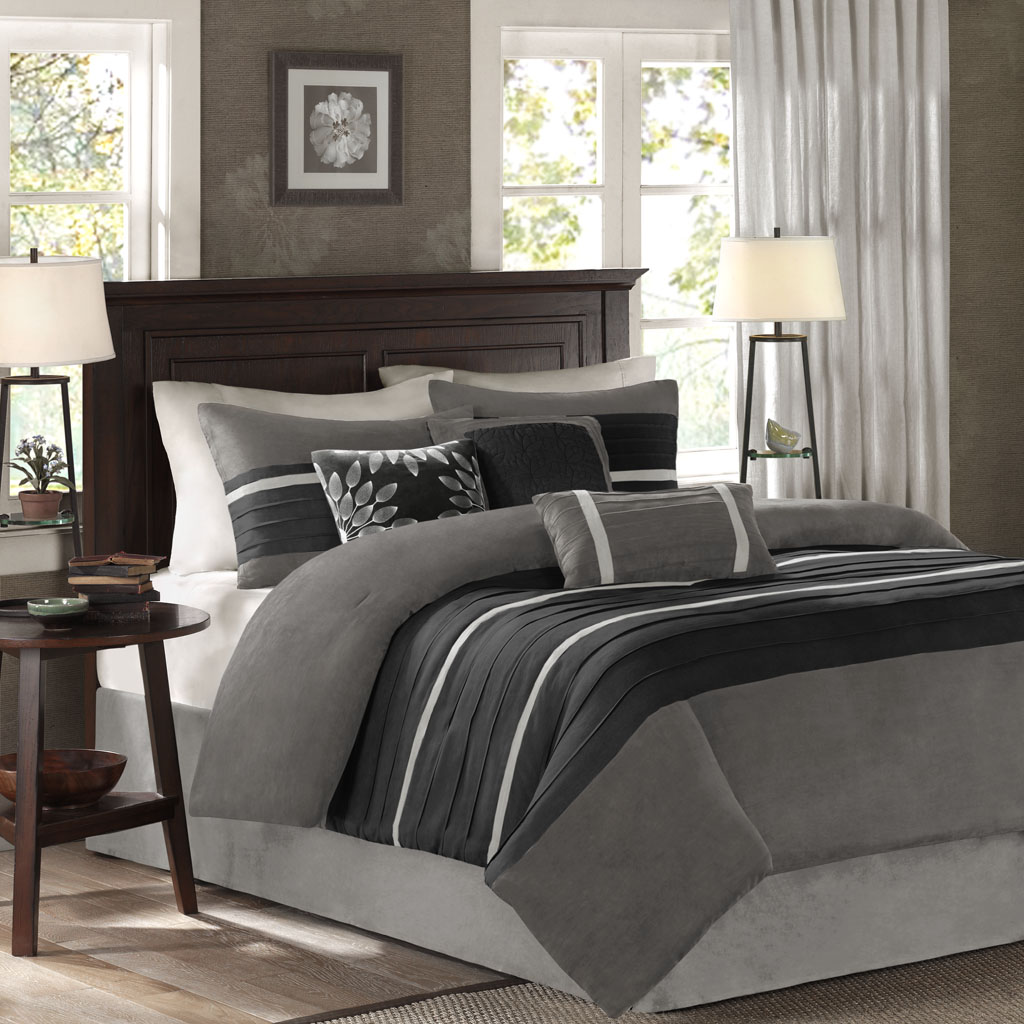 Palmer 7 PC Pieced Faux Suede Comforter Set