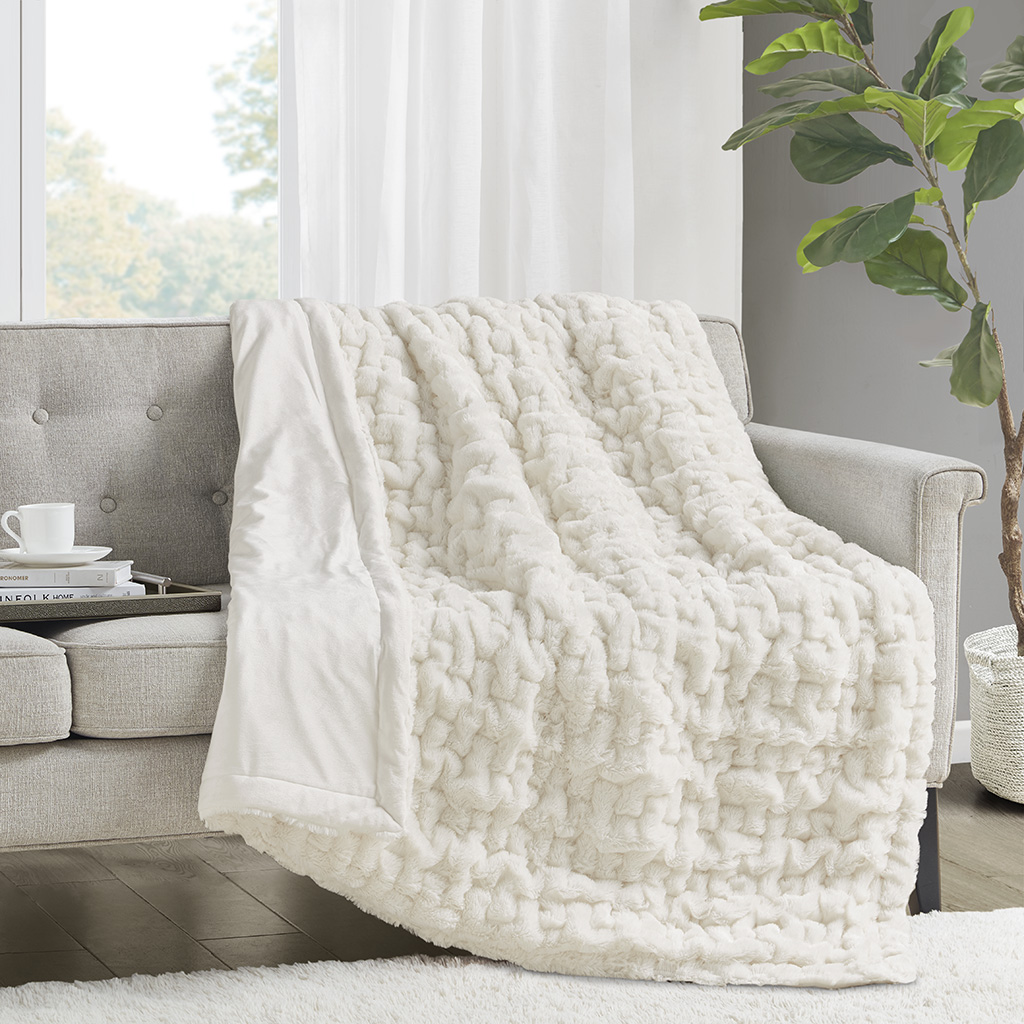 Ruched Fur Throw