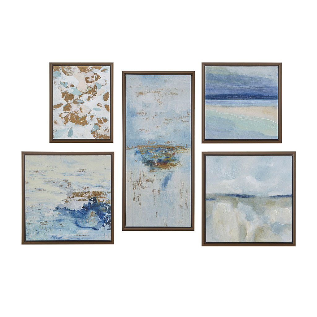 Blue Horizon 5-piece Gallery Framed Canvas Wall Art Set