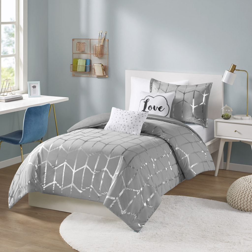 Raina Metallic Printed Duvet Cover Set